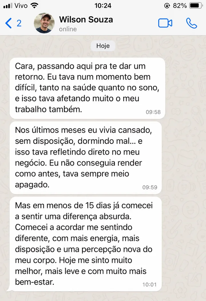 Conversa no WhatsApp com o depoimento de Wilson Souza